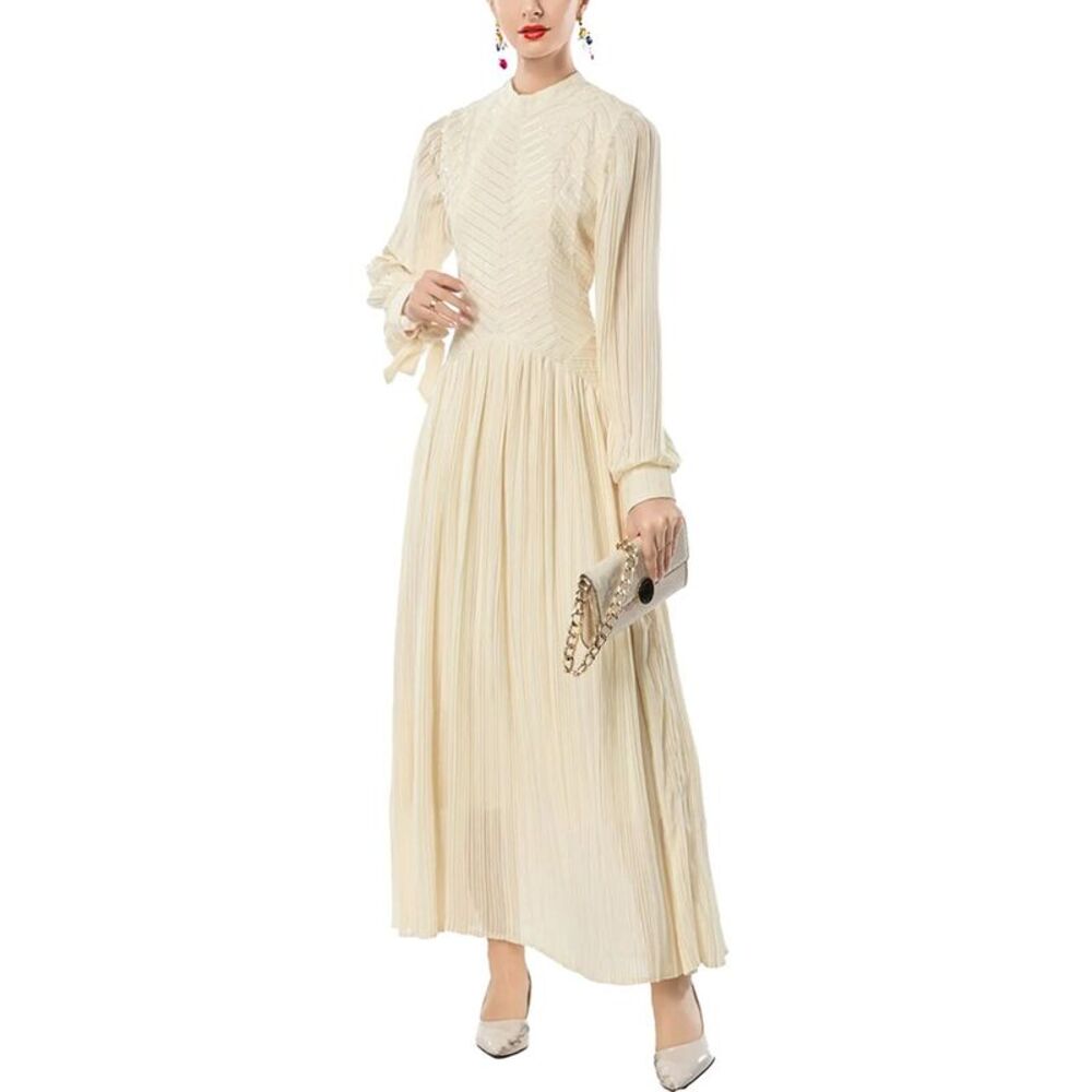 Burryco Womens  Long Sleeve Solid Maxi Dress